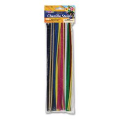 Regular Stems, 12" x 4mm, Metal Wire/Polyester, Assorted Colors, 100/Pack CKCPAC711201R