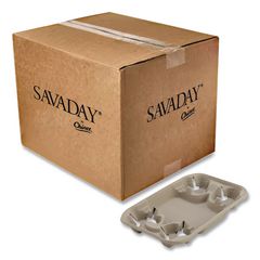 StrongHolder Molded Fiber Cup/Food Tray, 8 oz to 22 oz, Four Cups + Food Tray, Beige, 250/Carton HUH20969CT