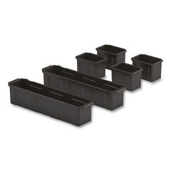 Customizable Bin System for Utility Carts, 2 Large Bins, 4 Small Bins, Black SUAPUCBIN6