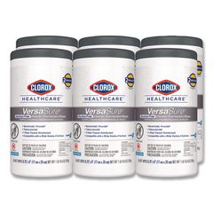VersaSure Cleaner Disinfectant Wipes, 1-Ply, 6.75" x 8", White, 85/Canister, 6 Canisters/Carton CLO31757