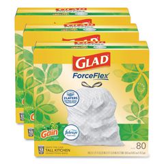 ForceFlex Kitchen Drawstring Trash Bags, 13 gal, Gain Original Scent, 24" x 27.38", White, 80 Bags/Box, 3 Boxes/Carton CLO78900