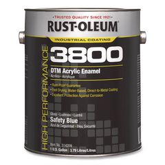 Rust-Oleum® High Performance 3800 System DTM Acrylic Enamel Paint, Gloss Safety Blue, 1 gal Bucket/Pail, 2/Carton ; Non-Stock Item - Extended Delivery Time