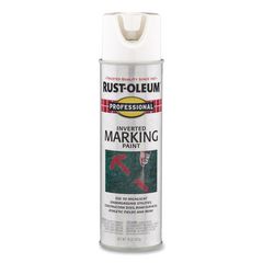 Rust-Oleum® Inverted Marking Spray Paint, Flat White, 15 oz Aerosol Can, 6/Carton ; Non-Stock Item - Extended Delivery Time