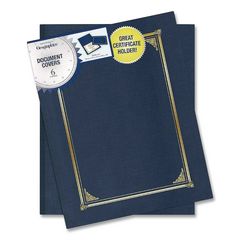 Certificate/Document Cover, 12.5 x 9.75, Navy Blue, 6/Pack GEO45332