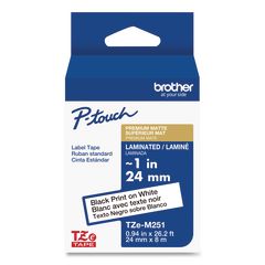 TZe Premium Laminated Tape, 0.94" x 26.2 ft, Black on White BRTTZEM251