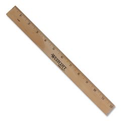 Wood Ruler, Metric and 1/16" Scale with Single Metal Edge, 12"/30 cm Long ACM10375