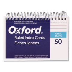 Spiral Index Cards, Ruled, 4 x 6, White, 50/Pack OXF40283