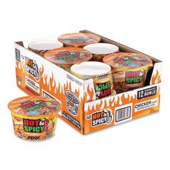 Hot and Spicy Chicken Soup Bowl, Chicken, 3.32 oz Bowl, 12/Carton GRR22002656