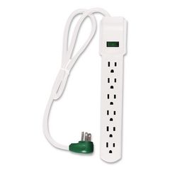 6 Outlet Surge Protector, 2.5 ft Cord, 160 J, White GGPGG16103MS