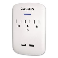3 Outlet 2 USB Wall Tap, 735 J, White GGPGG13000USB2