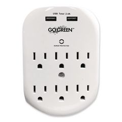 6 Outlet 4 USB Wall Tap, 735 J, White GGPGG16000USB4