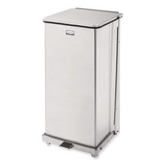 Rubbermaid® Commercial Defenders Heavy-Duty Steel Step Can, 13 gal, Steel, Stainless Steel ;
