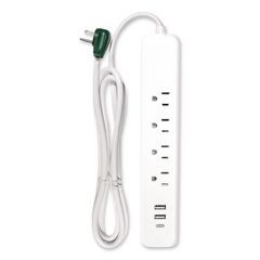 Four-Outlet Surge Protector with Three USB Ports, 4 ft Cord Length Cord, 450 J, White GGPGG1462USBC