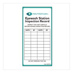 NeutraFlush® Eyewash Station Inspection Label, "Eyewash Station Inspection Record/Chart", 6" x 3", Green/Black/White ; Ships in 7-10 business days