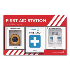 SUREFILL™ SUREFILL First Aid Station - First Aid, Eyewash, AED 350P, 4 Pieces, Metal Case ; Ships in 7-10 business days
