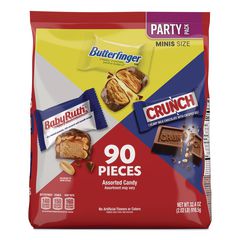 Baby Ruth, Butterfinger, Crunch Minis Party Pack, 90 Pieces, 32.4 oz Bag FER689517