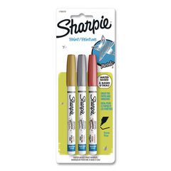 Sharpie® Water-Based Paint Markers, Extra-Fine Tip, Assorted Metallic Colors, 3/Pack