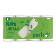 Eco Recycled Paper Towels, 2-Ply, 11 x 5.9, White, 156 Sheets/Roll, 8 Rolls/Pack PRKPK63227