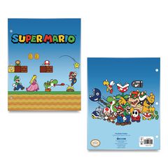 Licensed Two-Pocket Folder, Super Mario, Side: 3-Hole Punched, Accommodates (50) 11 x 8.5 Sheets, Multicolor IDI717890MBSA