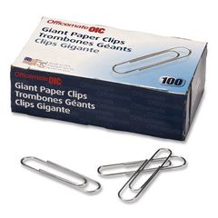 Giant Paper Clips, Jumbo, Smooth, Silver, 100/Box OIC633858