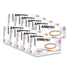 AMBITEX® V200 Series Powder-Free Vinyl Exam Gloves, Small, 4 mil Thick, 9" Long, Clear, 100/Box, 10 Boxes/Carton