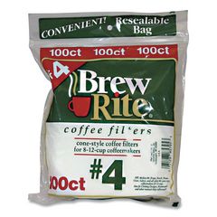 Paper Cone Filters, 8 to 12 Cup Size, Cone, 40/Pack ROC46041