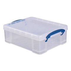 Snap-Lid Storage Bin, 2.14 gal, 11" x 14" x 5", Clear/Blue RUA81C