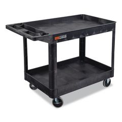 Luxor WORKLOAD Two-Shelf Heavy-Duty Industrial Utility Cart, Plastic, 500 lb Capacity, 45.5" x 25.5" x 33", Black ; Ships in 1-3 business days