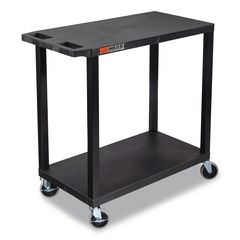 Luxor TUFFY XL Two-Shelf Multipurpose Utility Cart, Plastic, 400 lb Capacity, 35.25" x 18" x 33, Black ; Ships in 1-3 business days