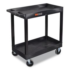 Luxor TUFFY XL Two-Shelf Heavy-Duty Multipurpose Utility Cart, Plastic, 500 lb Capacity, 35.25" x 18" x 35.5", Black ; Ships in 1-3 business days