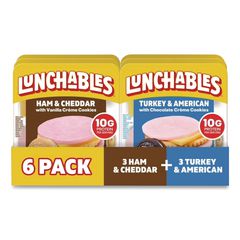 Oscar Mayer Lunchables Variety Pack, Turkey/American and Ham/Cheddar, 6/Carton ; Ships in 1-3 business days