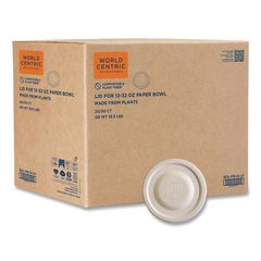 World Centric® Fiber Lids for Bowls, Fits 12 oz to 32 oz Bowls, 4.7" Diameter x 0.4" h, Natural, Paper, 1,000/Carton ; Non-Stock Item - Extended Delivery Time