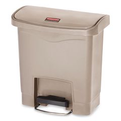 Rubbermaid® Commercial Streamline Resin Step-On Container, End Step Style, 4 gal, Resin, Beige ; Non-Stock Item - Extended Delivery Time