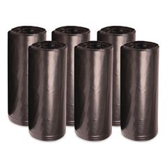Boardwalk® High-Density Can Liners, 56 gal, 19 mic, 43" x 47", Black, Perforated Roll, 25 Bags/Roll, 6 Rolls/Carton ;