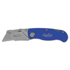 Great Neck® Sheffield Folding Lockback Knife, 1 Utility Blade, 2" Blade, 3.5" Aluminum Handle, Blue
