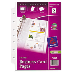 Avery® Business Card Binder Pages, 2 x 3 1/2, 8 Cards/Sheet, 5 Pages/Pack
