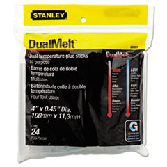 Stanley® Dual Temperature Glue Sticks, 4" Long, Clear, 24/Pack