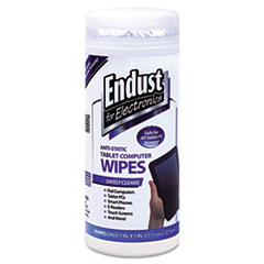 Endust® for Electronics Tablet and Laptop Cleaning Wipes, 5 x 7, Unscented, White, 70/Tub