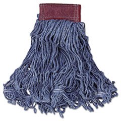 Rubbermaid® Commercial Super Stitch Blend Mop Head, Large, Cotton/Synthetic, Blue, 6/Carton
