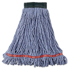 Rubbermaid® Commercial Web Foot Wet Mop Head, Shrinkless, Cotton/Synthetic, Blue, Medium, 6/Carton
