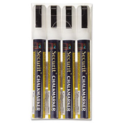 deflecto® Liquid Chalk Marker, Chisel, White, 4/Pack