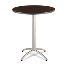 Iceberg CafeWorks Table, Bistro-Height, Round, 36" x 42", Walnut Top, Silver Base