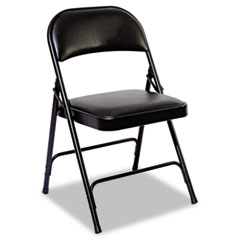 Alera® Steel Folding Chair with Two-Brace Support, Padded Back/Seat, Graphite, 4/Carton