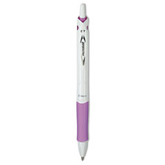 Acroball PureWhite Advanced Ink Hybrid Gel Pen, Retractable, Fine 0.7 mm, Black Ink, White/Purple Barrel