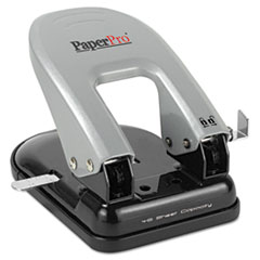 PaperPro® inDULGE Two-Hole Punch, 40-Sheet Capacity, Black/Silver
