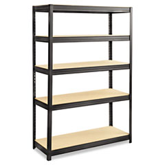 Safco® Boltless Steel/Particleboard Shelving, Five-Shelf, 48w x 18d x 72h, Black