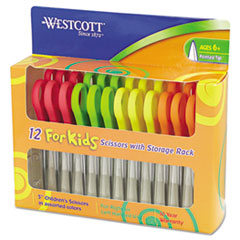 Westcott® Kids Scissors, 5" Pointed, Assorted, 12/Pack
