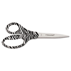 Fiskars® Performance Designer Zebra Scissors, 8" Long, 1.75" Cut Length, Black/White Straight Handle