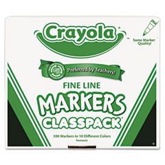 Crayola® Fine Line 200-Count Classpack Non-Washable Marker, Fine Bullet Tip, Assorted Colors, 200/Box