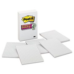 Post-it® Notes Super Sticky Grid Notes, 4 x 6, White, 50-Sheet, 6/Pack